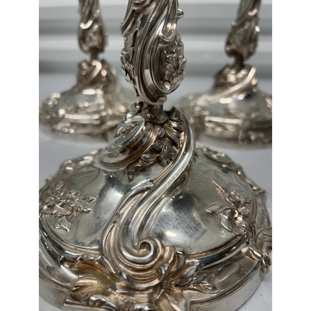 Set of 4, Henri Vian Silver Gilt Bronze Louis XV Style Candlesticks Circa 1880 For Sale - Image 12 of 12