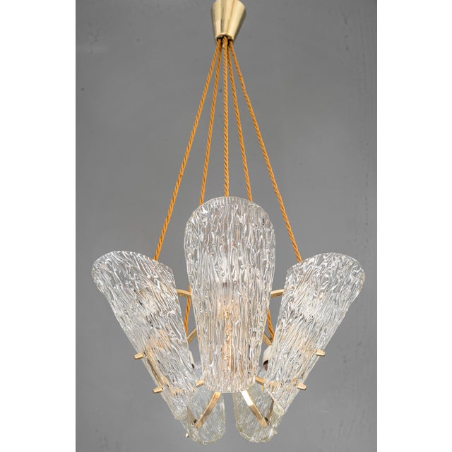Vintage Klamar Chandelier with Textured Glass, 1950s For Sale - Image 4 of 18