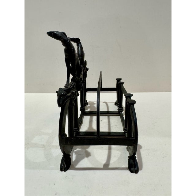 Metal Antique Greyhound Figural Letter Holder Desk Organizer Mail Sorter For Sale - Image 7 of 10