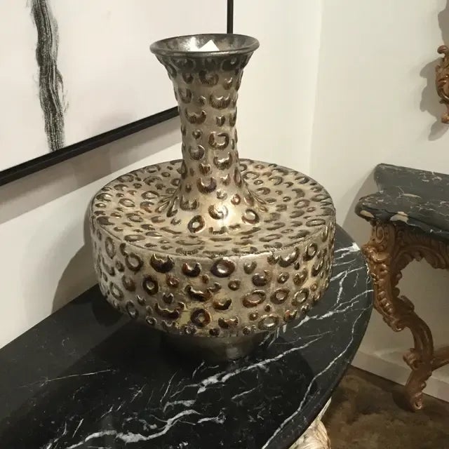 Contemporary Contemporary Silver Pebbled Vase For Sale - Image 3 of 12