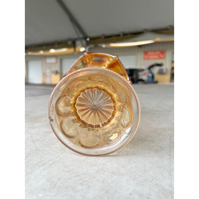 Antique Iridescent Marigold Carnival Glass Vase by Imperial Glass For Sale - Image 9 of 9