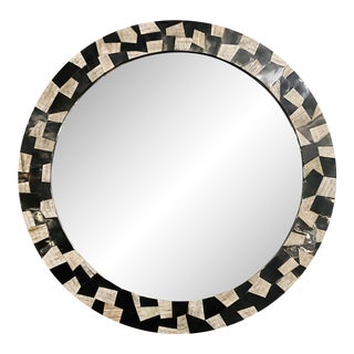 Currey & Co. Modern Horn Bindu Round Wall Mirror For Sale