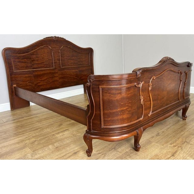 Vintage French Louis XVI King Size Bed Frame with Carved Headboard For Sale - Image 3 of 18