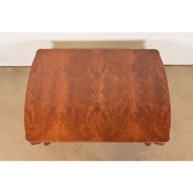 Romweber Antique Chippendale Burl Wood Extension Dining Table, Newly Refinished For Sale - Image 9 of 14