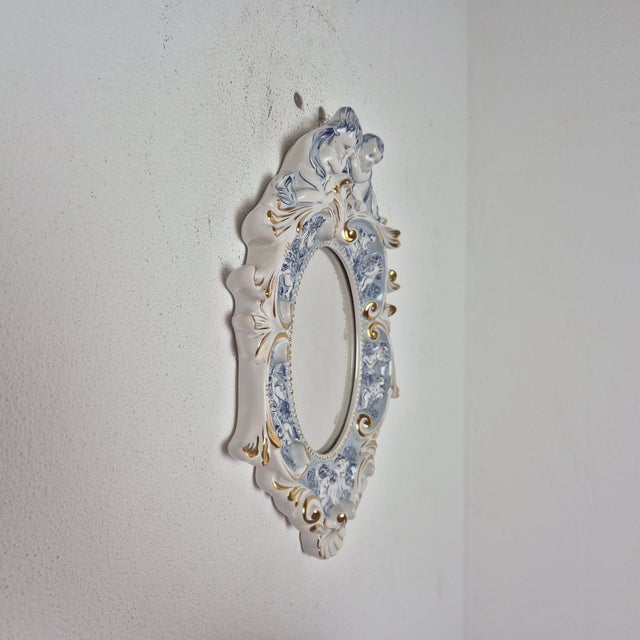 Decorative Porcelain Wall Mirror in Baroque Style,Capodimonte, Italy, 1960s Dimensions: • height: 36 cm • width: 25 cm •...