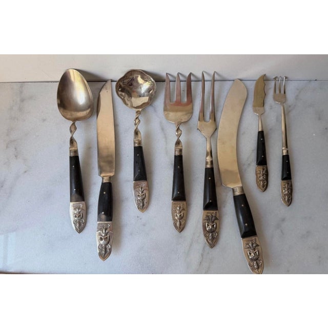 Vintage Siam/Thailand Brass Buddha Serving Utensils - 8 pcs For Sale - Image 4 of 10