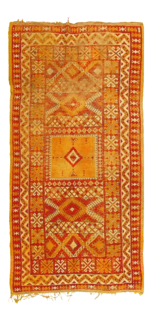 Vintage Gold Color Moroccan Rug 4'4'' X 9'4''