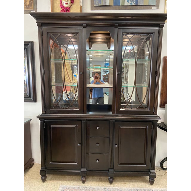 American 1990s Stanley China Cabinet Hutch For Sale - Image 3 of 9