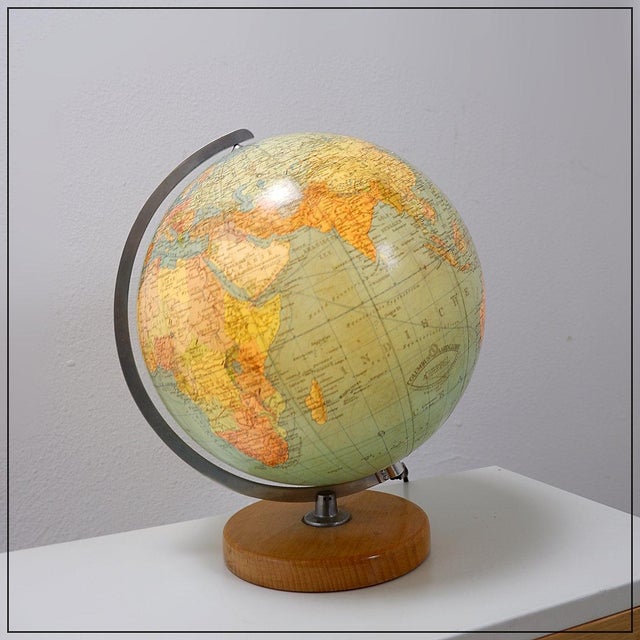 Vintage Illuminated Glass Globe, 1960s For Sale - Image 12 of 12