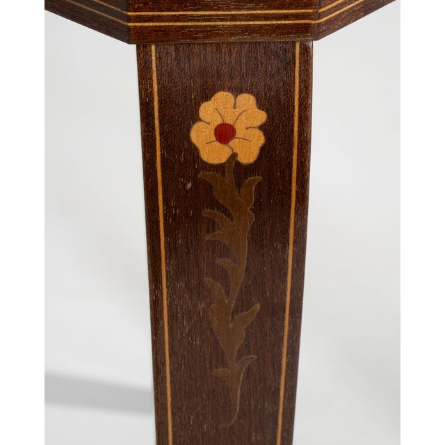 1960-1969 Italy Rich Walnut Brown Inlaid Marquetry Side Table For Sale - Image 11 of 11
