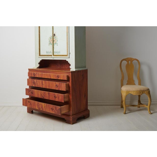 Antique Northern Swedish Tall Pine Rococo Country Cabinet For Sale - Image 9 of 18