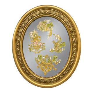 Vintage Ornate Gold Oval Floral Wall Mirror For Sale