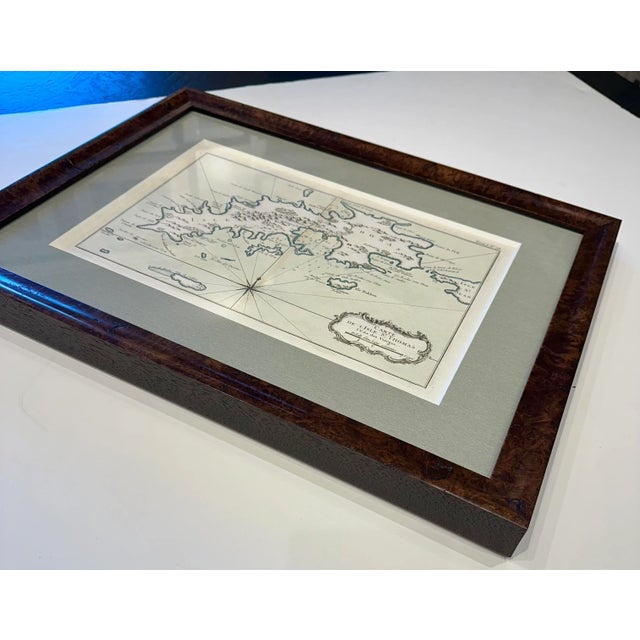 Traditional St Thomas Virgin Islands, Original Engraving by Jaques Nicolas Bellin, 1764, Framed For Sale - Image 3 of 7