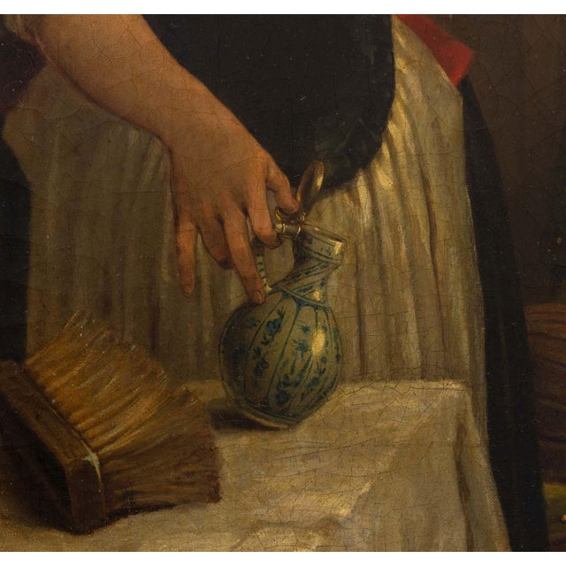 19th Century Eugene Van Hove Woman in Interior Scene, 19th Century For Sale - Image 5 of 8