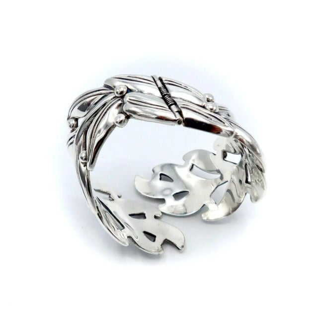 Mid 20th Century Margot De Taxco Sterling Silver Leaf Bracelet For Sale - Image 5 of 7