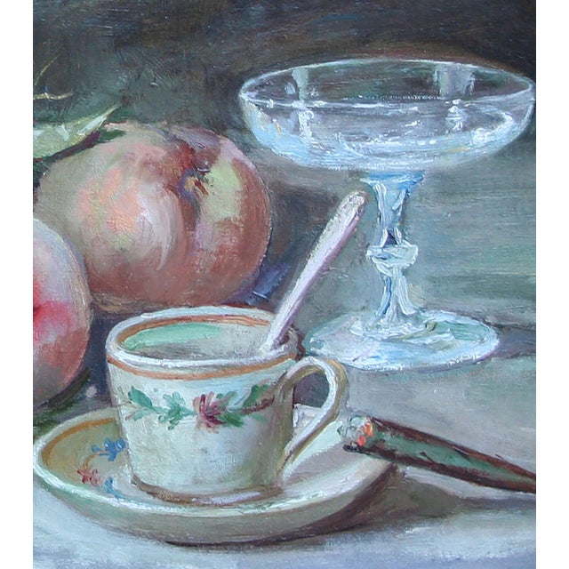 1950s Mid Century Still Life With Pastries and Fruit For Sale - Image 5 of 5