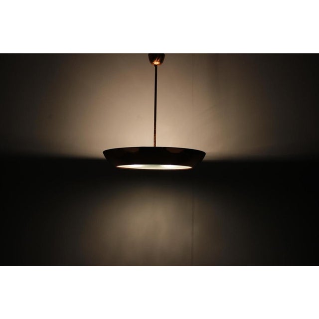 Bauhaus UFO Pendant Light in Copper by Josef Hurka for Drupol, 1930s For Sale - Image 10 of 12