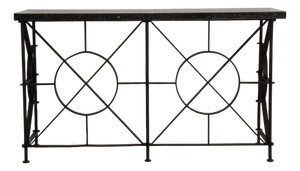 19th Century French Wrought Iron Console with Blue Stone Top