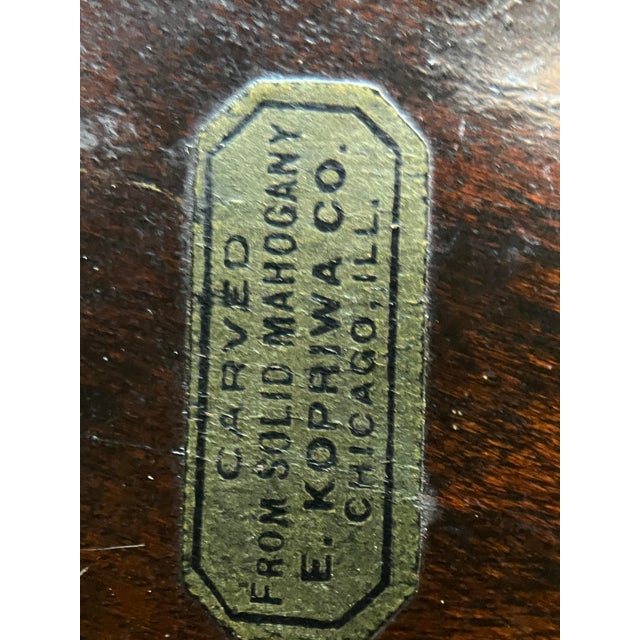 1910s American Art Nouveau Carved Mahogany Grape Leaf Tray by E. Kopriwa Co. For Sale In Denver - Image 6 of 12