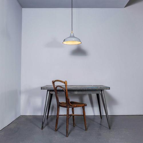 Black Industrial Grey Enamelled Pendant Lamp from Benjamin, 1950s For Sale - Image 8 of 11