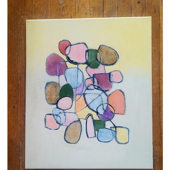 Abstract Modern Abstract Geometric Colorful Oil Painting Title #426 Dated 2022 by Lynn Christian For Sale - Image 3 of 4