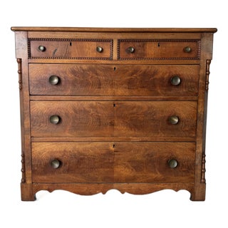 Antique Sheraton / Empire Flame Mahogany Chest of Drawers For Sale