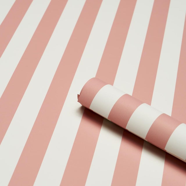 Contemporary SAMPLE - Schumacher Emma Stripe Wallpaper In Coral For Sale - Image 3 of 4