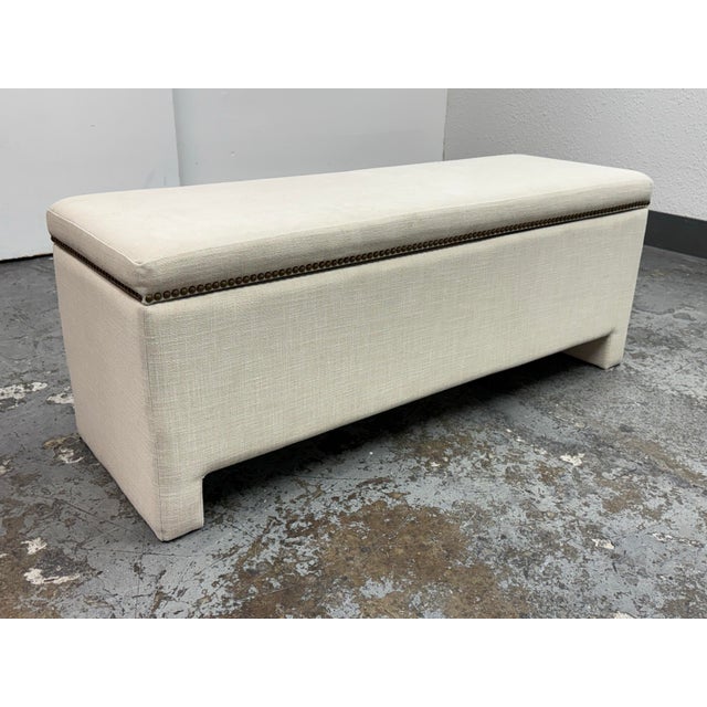 West Elm West Elm Upholstered Storage Bench For Sale - Image 4 of 12
