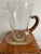 Vintage Carl Aubock Style Pitcher With Rattan Wrapped Handle and Attached Underplate For Sale - Image 10 of 12