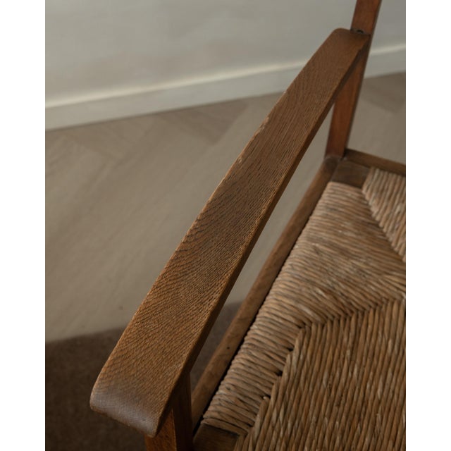 Dutch Art Deco Oak and Rush Armchair, 1920s For Sale - Image 12 of 17