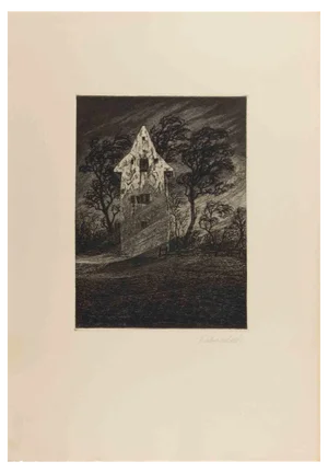 Fritz Schwimbeck, Im Herbststurm, Etching, 1918