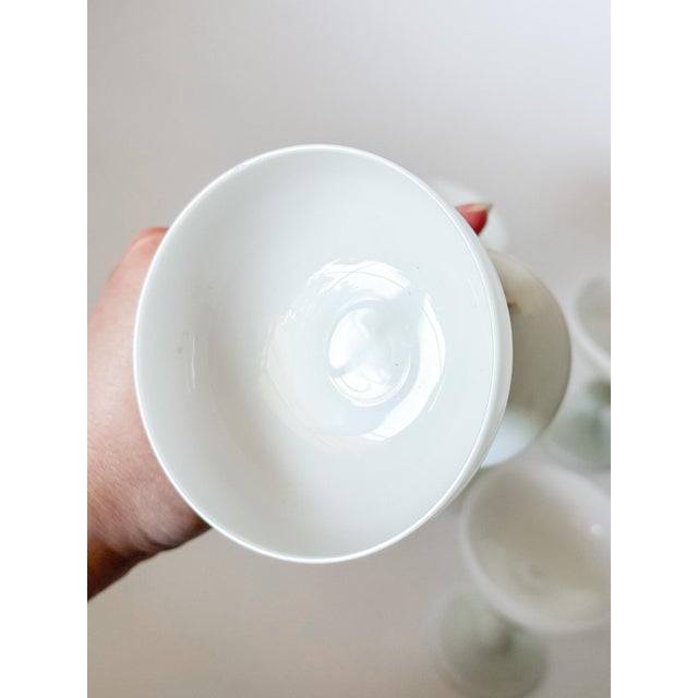 Vintage Portieux Vallerysthal French White Opaline Coupes, Set of 7 For Sale - Image 12 of 12
