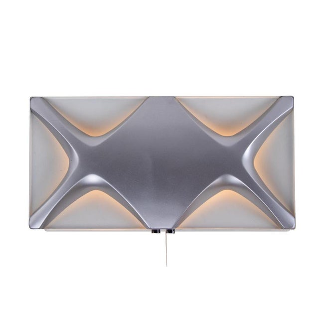 Very rare oyster wall lamp manufactured by klaus link for heinz neuhaus lighting, germany, 1968. Black and silver enameled...