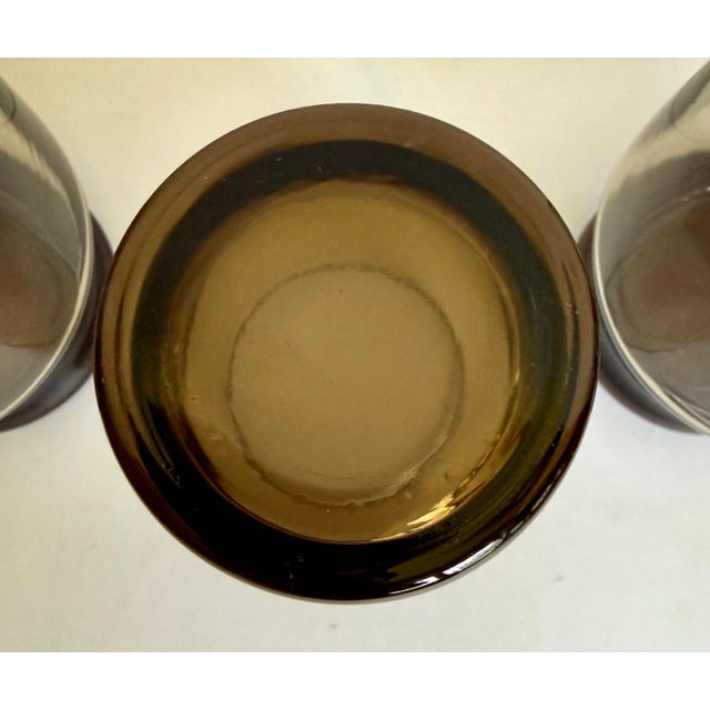 Set of 4 Mid-Century Modern Smoky Brown Architectural Lowball Rocks Glasses For Sale In Los Angeles - Image 6 of 8