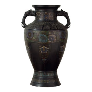 Early 20th Century Large Japanese Bronze Cloisonné Vase For Sale