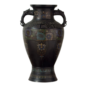 Early 20th Century Large Japanese Bronze Cloisonné Vase