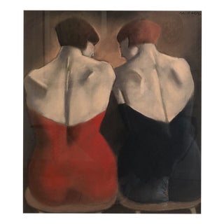 Mariano Otero, 2 Women with Their Backs to the Camera, 1990s, Pastel For Sale