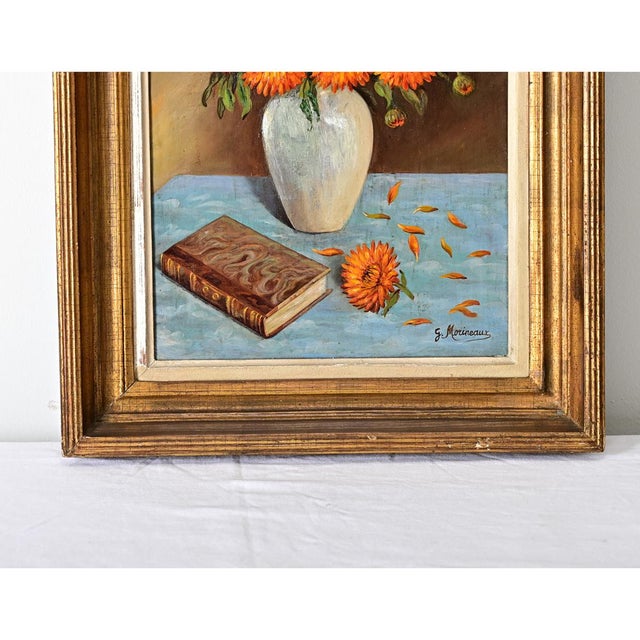 Modern French Vintage Framed Floral Still Life For Sale - Image 3 of 8