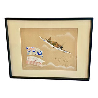 Olek, RAF Fighter Aircraft with Polish Dedication, 1941, Gouache & Watercolor on Paper For Sale