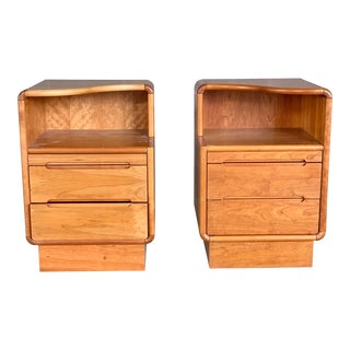 Vintage Sun Cabinet Co Danish Modern Two Drawer Nighstands With Pull Out Top-A Pair For Sale
