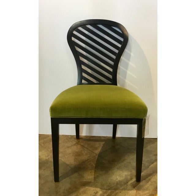 Wood Modern Mark Sikes for Henredon Green Velvet Side Chair For Sale - Image 7 of 7