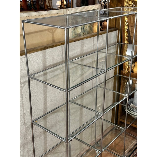 Metal Mid-Century Space Age Display Shelving in Chrome-Plated Metal and Glass Eyeball For Sale - Image 7 of 9