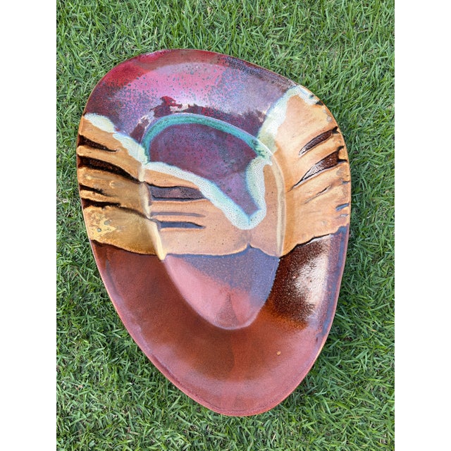 Oversized Signed Studio Art Pottery Wall Sculpture Platter & Centerpiece For Sale In Naples, FL - Image 6 of 11