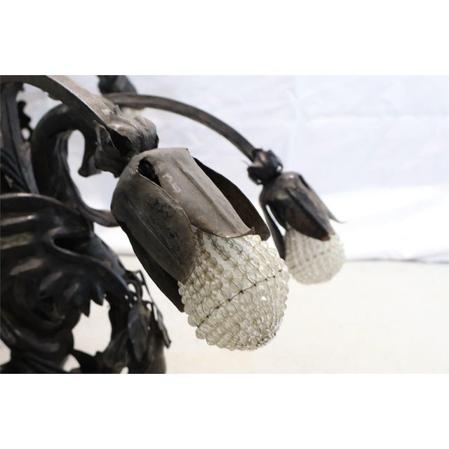 19th Century Spanish Hand-Forged Iron Dragon Chandelier, Barcelona For Sale - Image 12 of 12