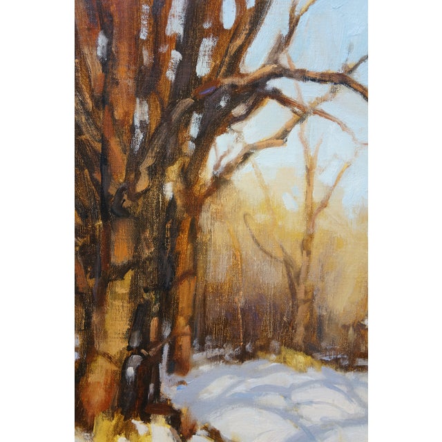 Late 20th Century Late 20th Century David Ballew Sunlit Stream New Mexico Winter Plein-Air Oil Painting on Masonite Board For Sale - Image 5 of 11