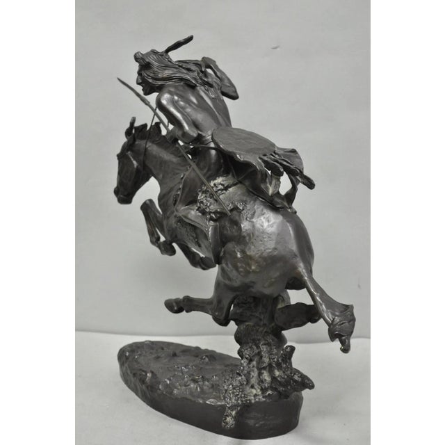 Late 20th Century Frederic Remington "Cheyenne" Lost Wax Cast Bronze Native American Sculpture For Sale - Image 11 of 17