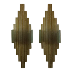 Pair of Italian Chiseled Glass Sconces by Poliarte