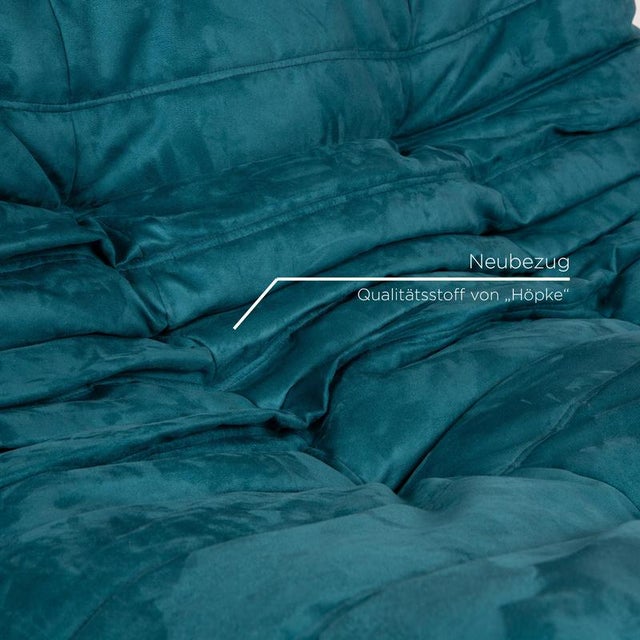 Ligne Roset Blue Fabric Togo 2-Seater Sofa by Michel Ducaroy for Ligne Roset For Sale - Image 4 of 11