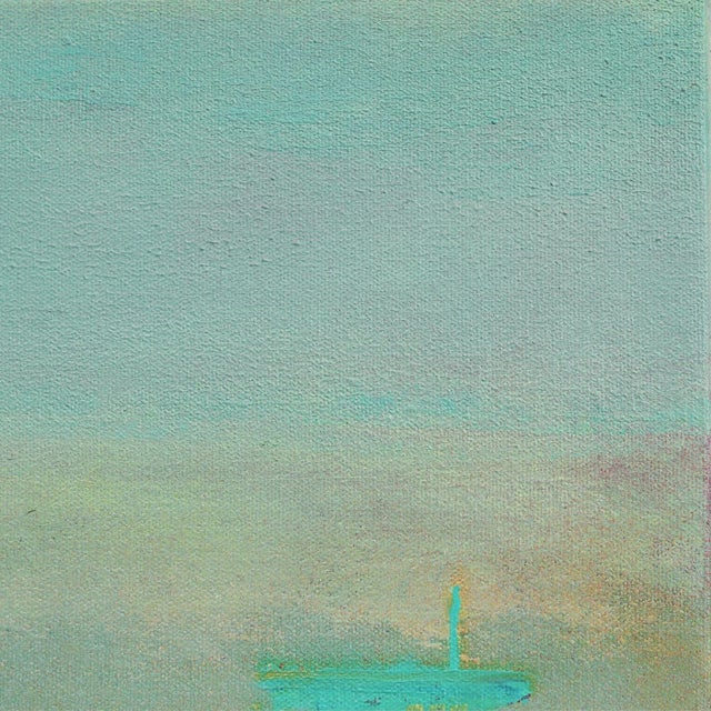 Pop Art Marine Layer Lifting - Lifeguard Stand on Beach Oceanscape Painting Original Artwork by Kathleen Keifer For Sale - Image 3 of 9