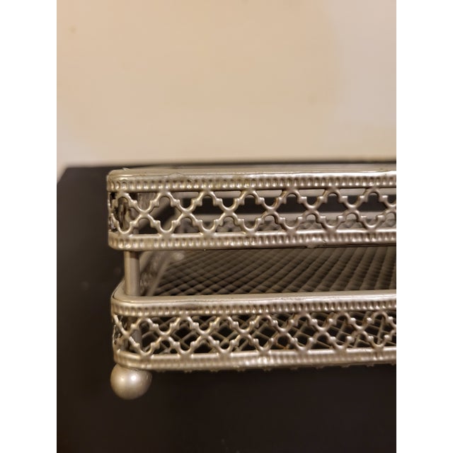 Mid 20th Century Vintage Art Deco Footed Filigree Serving Tray For Sale - Image 5 of 10